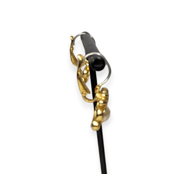 Faux Gold & Faux Pearl Dangle Earrings - Picture 2 of 8